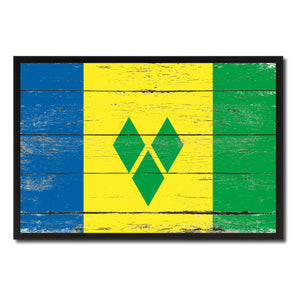 Saint Vincent and the Grenadines Country National Flag Vintage Canvas Print with Picture Frame Home Decor Wall Art Collection Gift Ideas