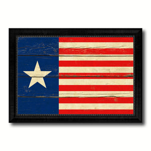 Texas Navy Texan Revolution 1838-1846 Naval Jack Military Flag Vintage Canvas Print with Black Picture Frame Home Decor Wall Art Decoration Gift Ideas