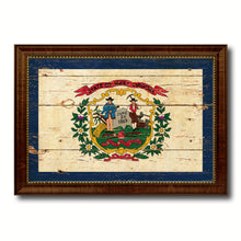 Load image into Gallery viewer, West Virginia State Vintage Flag Canvas Print with Brown Picture Frame Home Decor Man Cave Wall Art Collectible Decoration Artwork Gifts
