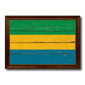 Gabon Country Flag Vintage Canvas Print with Brown Picture Frame Home Decor Gifts Wall Art Decoration Artwork