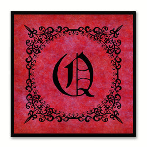 Alphabet Q Red Canvas Print Black Frame Kids Bedroom Wall Décor Home Art