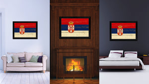 Serbia Country Flag Vintage Canvas Print with Black Picture Frame Home Decor Gifts Wall Art Decoration Artwork
