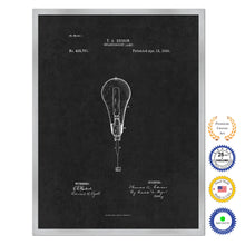 Load image into Gallery viewer, 1890 Thomas Edison Incandescent Lamp Antique Patent Artwork Silver Framed Canvas Home Office Decor Great for Thomas Edison Lover Electrician Inventor
