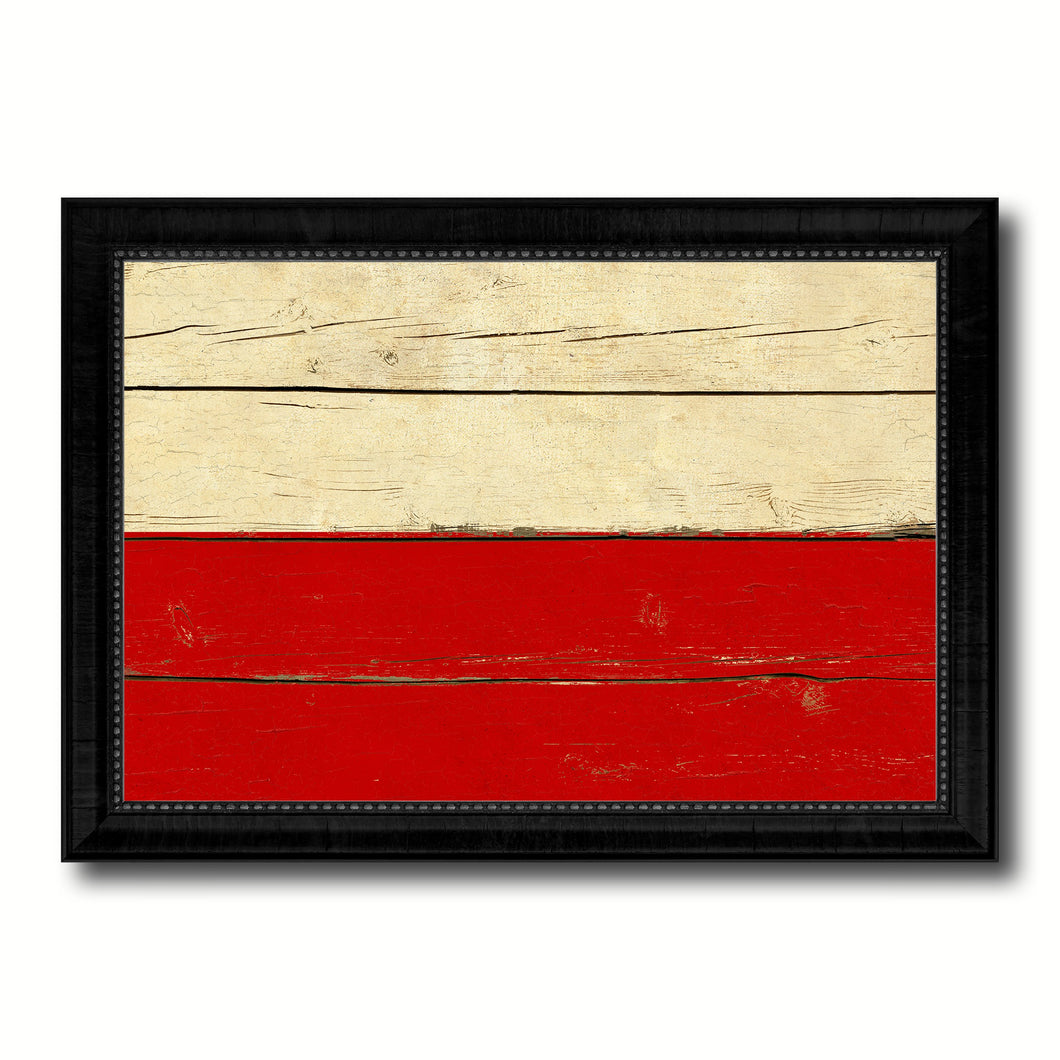 Poland & Polish Country Flag Vintage Canvas Print with Black Picture Frame Home Decor Gifts Wall Art Decoration Artwork