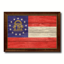 Load image into Gallery viewer, Georgia State Flag Texture Canvas Print with Brown Picture Frame Gifts Home Decor Wall Art Collectible Decoration
