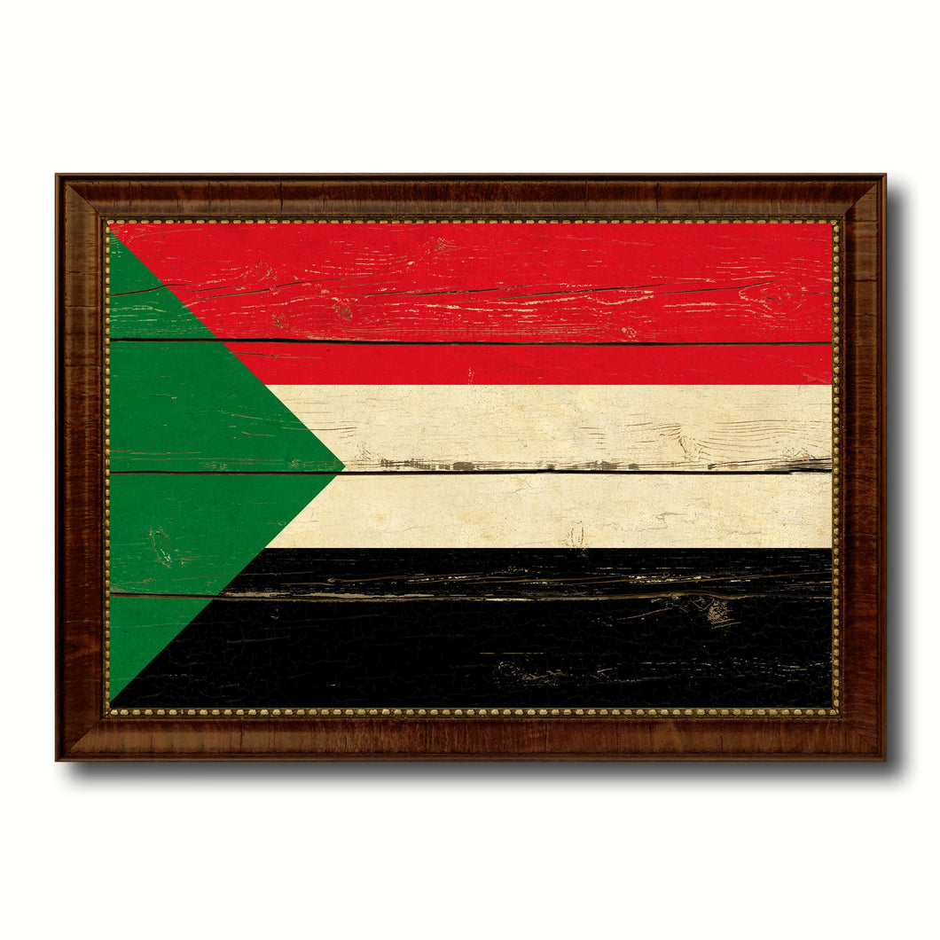 Sudan Country Flag Vintage Canvas Print with Brown Picture Frame Home Decor Gifts Wall Art Decoration Artwork