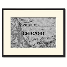 Load image into Gallery viewer, Chicago Illinois Vintage B&amp;W Map Canvas Print, Picture Frame Home Decor Wall Art Gift Ideas
