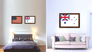 Australian White Ensign City Australia Country Flag Canvas Print Brown Picture Frame