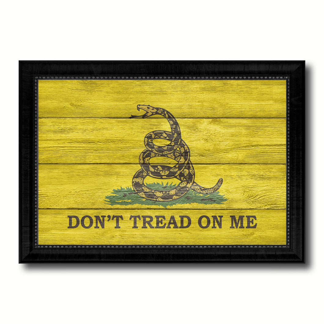 Don't Tread on Me Military Flag Texture Canvas Print with Black Picture Frame Gift Ideas Home Decor Wall Art