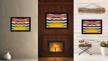 Load image into Gallery viewer, British Columbia Province City Canada Country Vintage Flag Canvas Print Black Picture Frame
