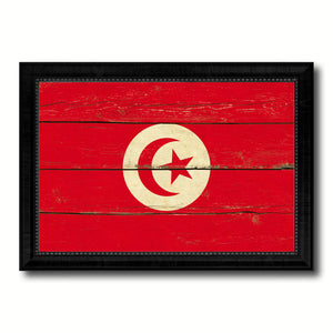 Tunisia Country Flag Vintage Canvas Print with Black Picture Frame Home Decor Gifts Wall Art Decoration Artwork
