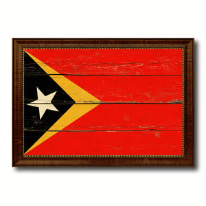 East Timor Country Flag Vintage Canvas Print with Brown Picture Frame Home Decor Gifts Wall Art Decoration Artwork