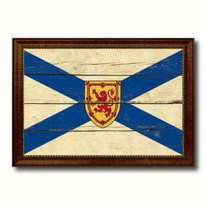 Nova Scotia Province City Canada Country Vintage Flag Canvas Print Brown Picture Frame