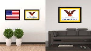 San Francisco City San Francisco State Flag Canvas Print Black Picture Frame