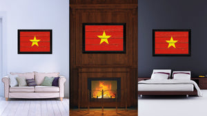 Vietnam Country Flag Vintage Canvas Print with Black Picture Frame Home Decor Gifts Wall Art Decoration Artwork