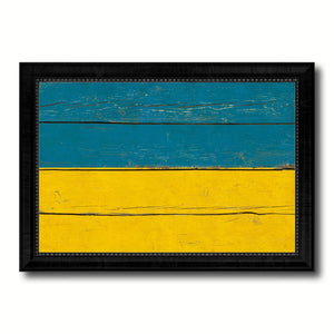 Ukraine Country Flag Vintage Canvas Print with Black Picture Frame Home Decor Gifts Wall Art Decoration Artwork