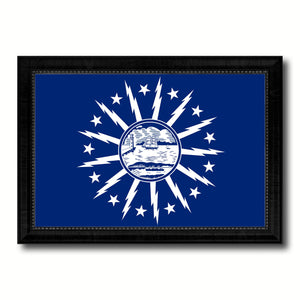 Buffalo City New York State Flag Canvas Print Black Picture Frame