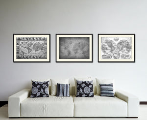 Ancient World Vintage B&W Map Canvas Print, Picture Frame Home Decor Wall Art Gift Ideas