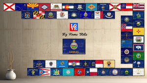 Kansas State Flag Vintage Canvas Print with Black Picture Frame Home DecorWall Art Collectible Decoration Artwork Gifts