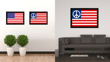 Load image into Gallery viewer, Peace Sign American Military Flag Canvas Print Black Picture Frame Gifts Home Decor Wall Art
