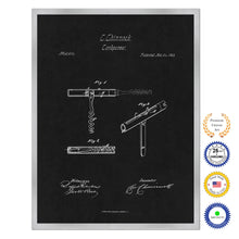 Load image into Gallery viewer, 1863 Wine Corkscrew Old Patent Art Print on Canvas Custom Framed Vintage Home Decor Wall Decoration Great for Gifts
