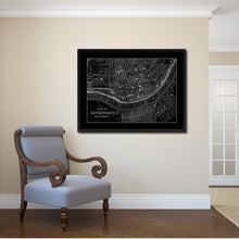 Load image into Gallery viewer, Cincinnati Vintage Monochrome Map Canvas Print, Gifts Picture Frames Home Decor Wall Art
