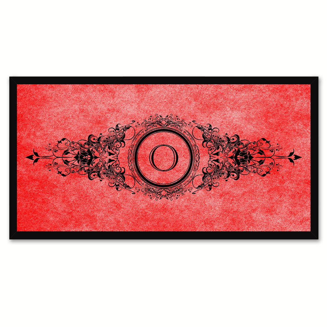 Alphabet Letter O Red Canvas Print, Black Custom Frame