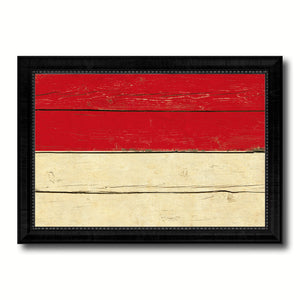 Monaco Country Flag Vintage Canvas Print with Black Picture Frame Home Decor Gifts Wall Art Decoration Artwork