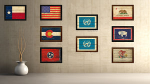 UN Country Flag Vintage Canvas Print with Brown Picture Frame Home Decor Gifts Wall Art Decoration Artwork