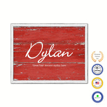 Load image into Gallery viewer, Dylan Name Plate White Wash Wood Frame Canvas Print Boutique Cottage Decor Shabby Chic

