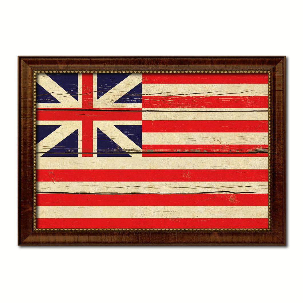 Grand Union Military Flag Vintage Canvas Print with Brown Picture Frame Gifts Ideas Home Decor Wall Art Decoration