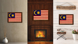 Malaysia Country Flag Vintage Canvas Print with Brown Picture Frame Home Decor Gifts Wall Art Decoration Artwork