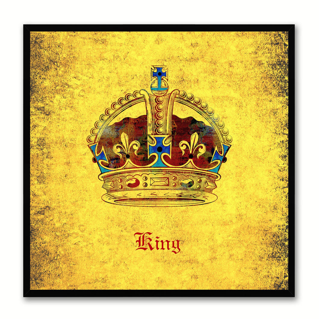 King Yellow Canvas Print Black Frame Kids Bedroom Wall Home Décor