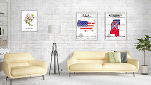 Mississippi Flag Gifts Home Decor Wall Art Canvas Print with Custom Picture Frame