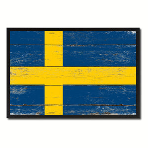 Sweden Country National Flag Vintage Canvas Print with Picture Frame Home Decor Wall Art Collection Gift Ideas