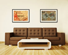 Load image into Gallery viewer, Chicago Illinois Vintage Antique Map Wall Art Home Decor Gift Ideas Canvas Print Custom Picture Frame
