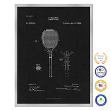 Load image into Gallery viewer, 1892 Tennis Racket Old Patent Art Print on Canvas Custom Framed Vintage Home Decor Wall Decoration Great for Gifts
