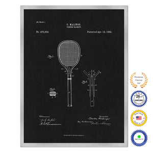 1892 Tennis Racket Old Patent Art Print on Canvas Custom Framed Vintage Home Decor Wall Decoration Great for Gifts