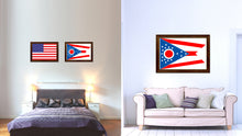 Load image into Gallery viewer, Ohio State Flag Canvas Print with Custom Brown Picture Frame Home Decor Wall Art Decoration Gifts
