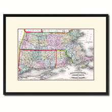 Load image into Gallery viewer, Massachusetts Connecticut Rhode Island Vintage Antique Map Wall Art Home Decor Gift Ideas Canvas Print Custom Picture Frame
