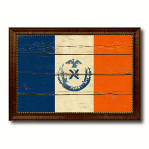 New York City New York State Vintage Flag Canvas Print Brown Picture Frame