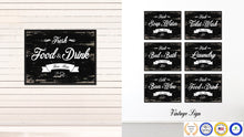 Load image into Gallery viewer, Fresh Food &amp; Drink Vintage Sign Black Canvas Print Home Decor Wall Art Gifts Picture Frames
