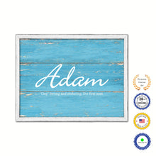 Load image into Gallery viewer, Adam Name Plate White Wash Wood Frame Canvas Print Boutique Cottage Decor Shabby Chic

