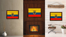 Load image into Gallery viewer, Ecuador Country Flag Vintage Canvas Print with Brown Picture Frame Home Decor Gifts Wall Art Decoration Artwork
