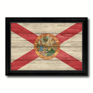 Florida State Flag Texture Canvas Print with Black Picture Frame Home Decor Man Cave Wall Art Collectible Decoration Artwork Gifts