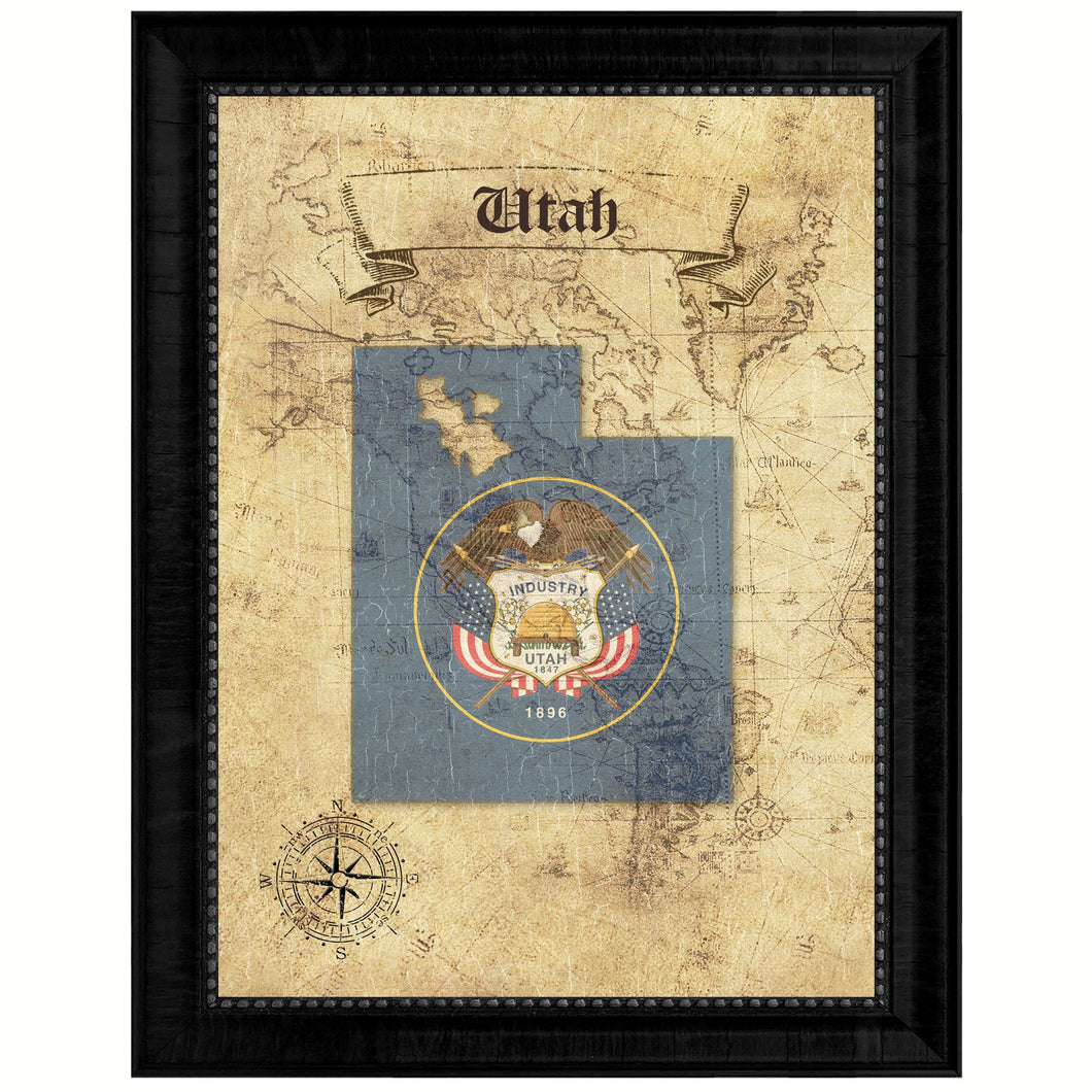 Utah State Vintage Map Gifts Home Decor Wall Art Office Decoration