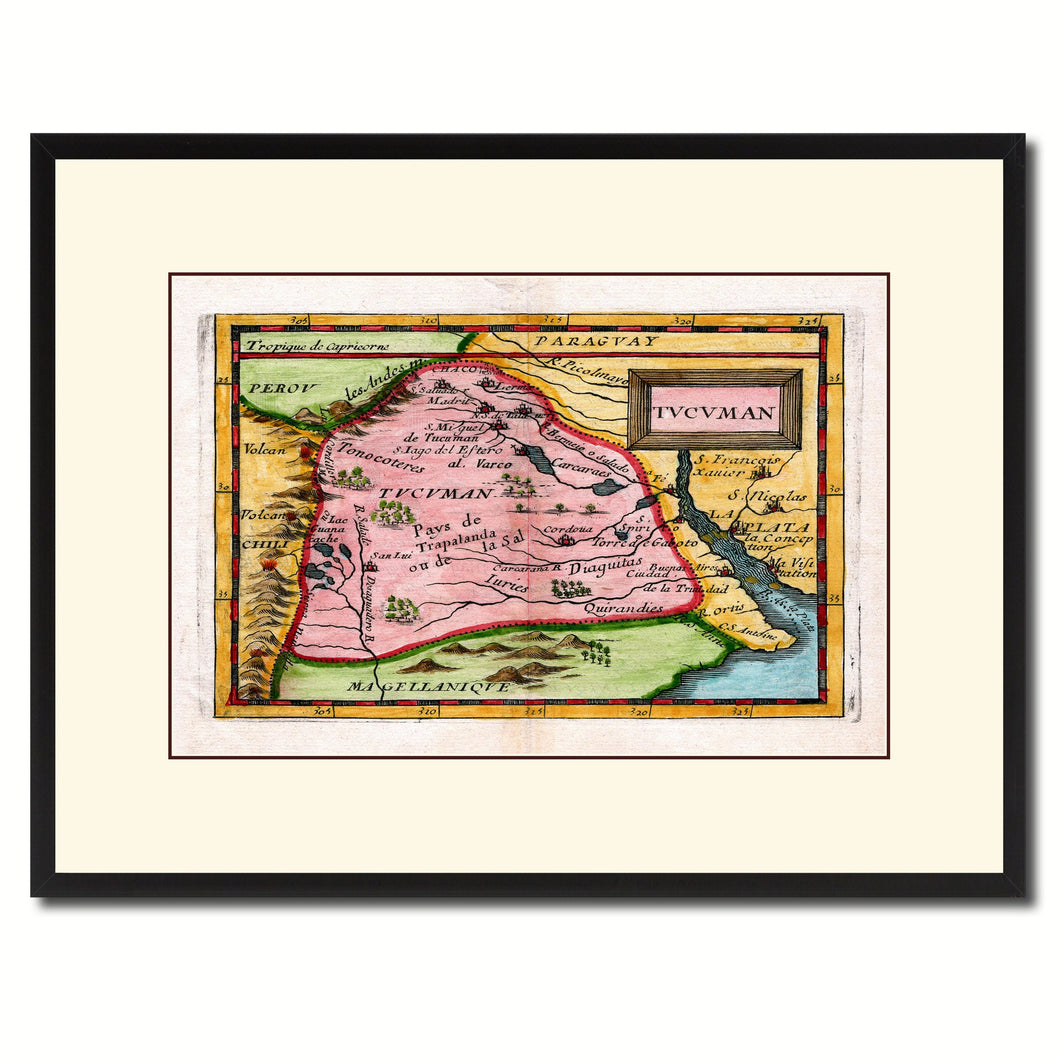 Tucuman Argentina Buenos Aires Vintage Antique Map Wall Art Home Decor Gift Ideas Canvas Print Custom Picture Frame