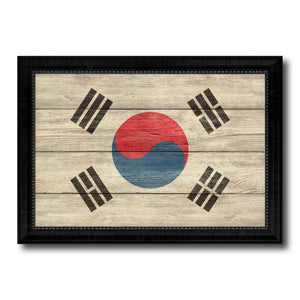 Korea Country Flag Texture Canvas Print with Black Picture Frame Home Decor Wall Art Decoration Collection Gift Ideas