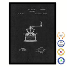 Load image into Gallery viewer, 1870 Coffee Mill Grinder Vintage Patent Artwork Black Framed Canvas Home Office Decor Great for Coffee Spice Lover Cafe Shop
