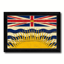 Load image into Gallery viewer, British Columbia Province City Canada Country Vintage Flag Canvas Print Black Picture Frame
